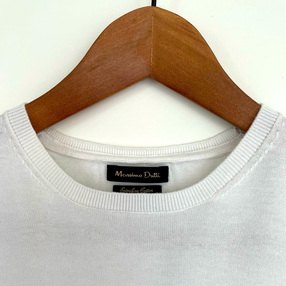 🔥👕 Massimo Dutti White Knit T-Shirt - Picture 3 of 4